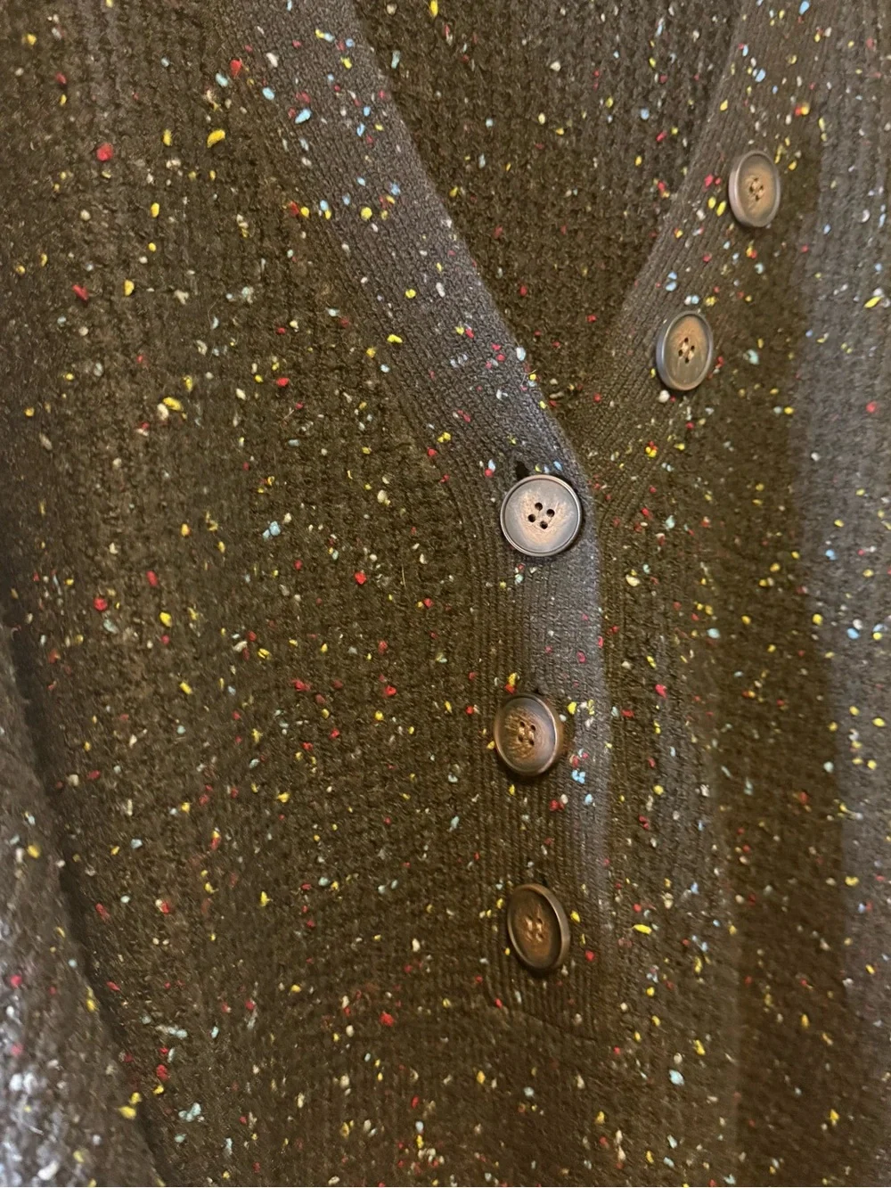Black Speckled Chunky Knit Henley Sweater XXL Boho Chic Cozy Winter Pullover